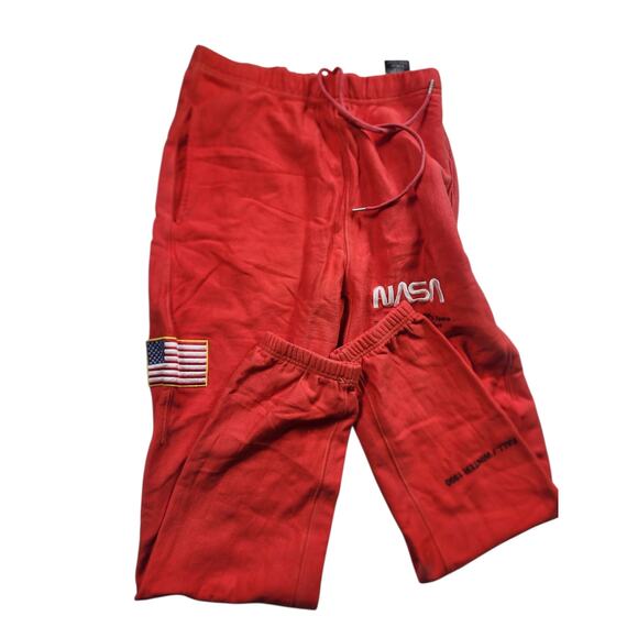 Heron Preston NASA Sweatpants Men Large Joggers USA Flag Space Streetwear Flight - Picture 1 of 16